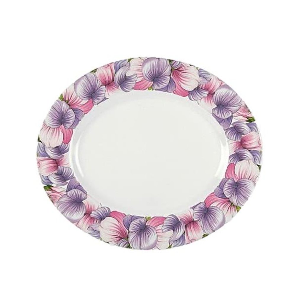 Portmeirion Botanic Blooms Sweet Pea Large 14" Oval Platter Flowers Purple NEW!